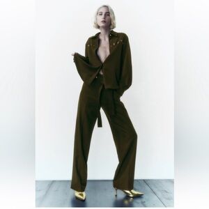 Zara Green Blouse + Pants Set